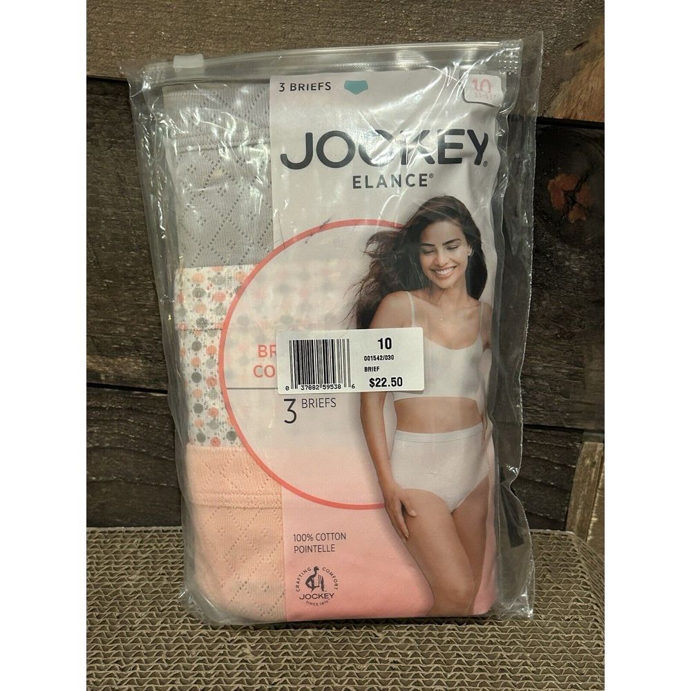 Jockey 3-Pack Breathe Comfort French Cut Panty 10 Underwear‎ 100% Cotton New